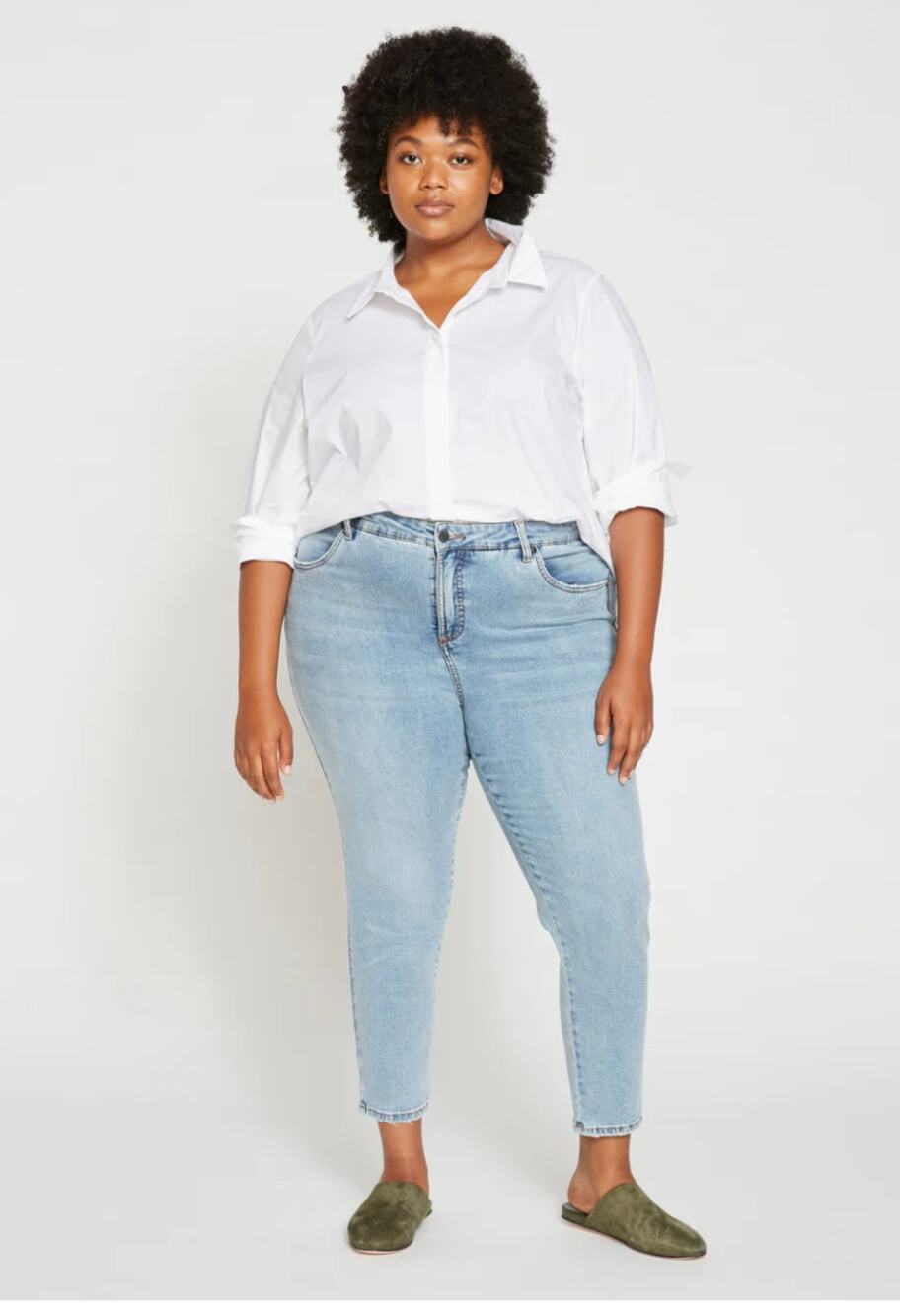 Universal Standard Seine High Rise Jeans 40 NWT 27" Inseam Light Wash Skinny